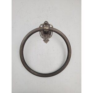 vintage Brass Towel Holder For Bathroom Wall , Engraved Towel Holder Ring, Solid